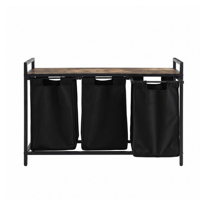 Artiss Laundry Basket with 3 Pull-out Bags Metal Frame Black-Home &amp; Garden > Laundry &amp; Cleaning > Laundry Baskets-PEROZ Accessories