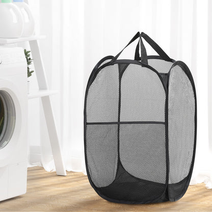 Artiss 2X Laundry Basket Hamper Foldable Black-Furniture &gt; Bathroom-PEROZ Accessories