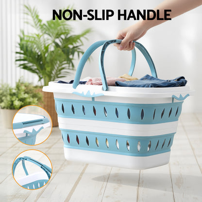 Artiss Laundry Basket Hamper Large Foldable Washing Clothes Storage Organiser Blue-Home &amp; Garden > Laundry &amp; Cleaning > Laundry Baskets-PEROZ Accessories