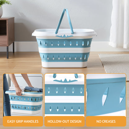 Artiss Laundry Basket Hamper Large Foldable Washing Clothes Storage Organiser Blue-Home &amp; Garden > Laundry &amp; Cleaning > Laundry Baskets-PEROZ Accessories