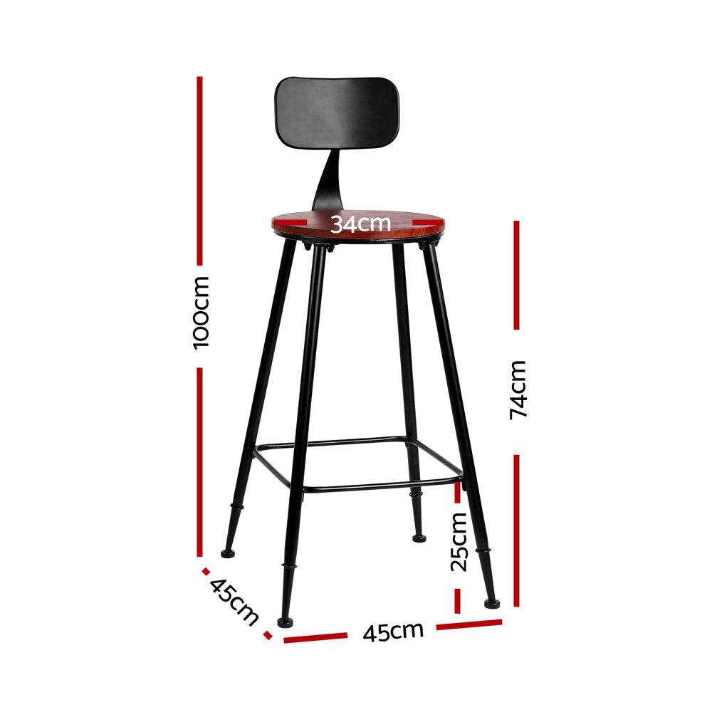 Artiss 2x Bar Stools Vintage Metal Chairs-Bar Stools-PEROZ Accessories