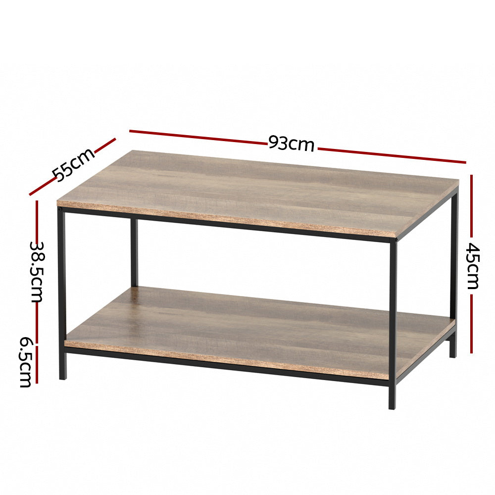 Artiss Coffee Table Rectangular 93CM Walnut Olin-Furniture &gt; Living Room-PEROZ Accessories