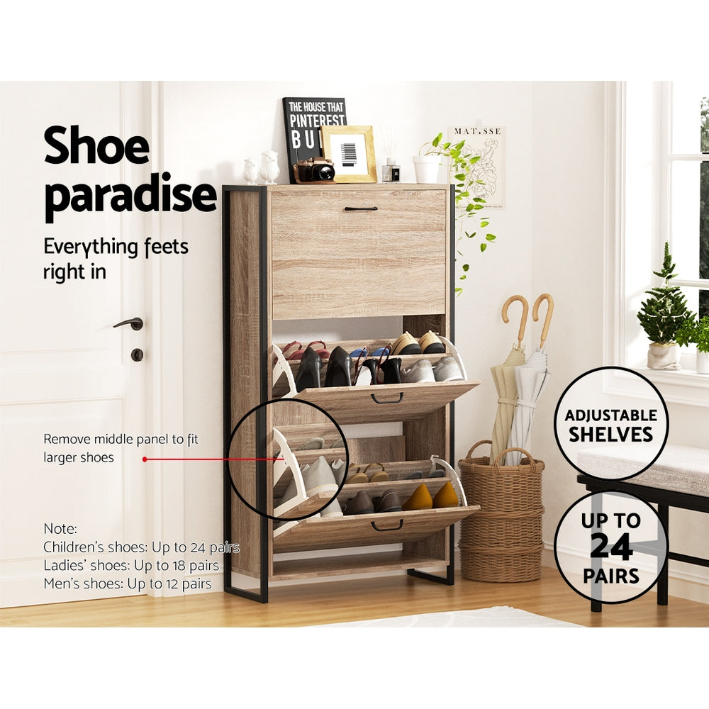 Artiss Shoe Rack Cabinet Adjustable Shelves 24 Pairs Tim-Shoe Storage Cabinets-PEROZ Accessories