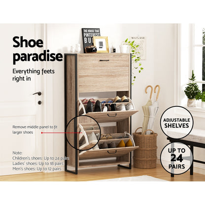 Artiss Shoe Rack Cabinet Adjustable Shelves 24 Pairs Tim-Shoe Storage Cabinets-PEROZ Accessories