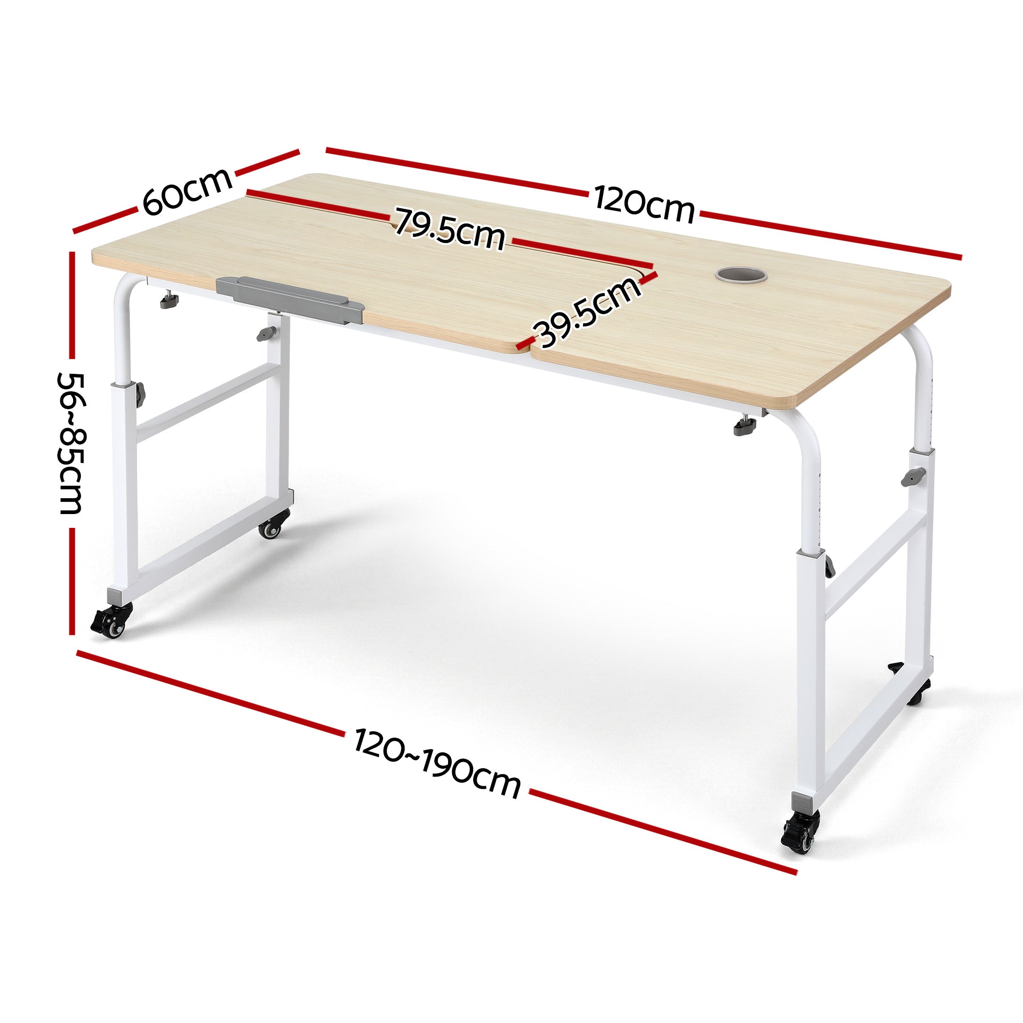 Artiss Mobile Laptop Desk Overbed Table Adjustable Computer Stand Bedside Cart-Electronics > Computers &amp; Tablets > Desktops &amp; Accessories-PEROZ Accessories