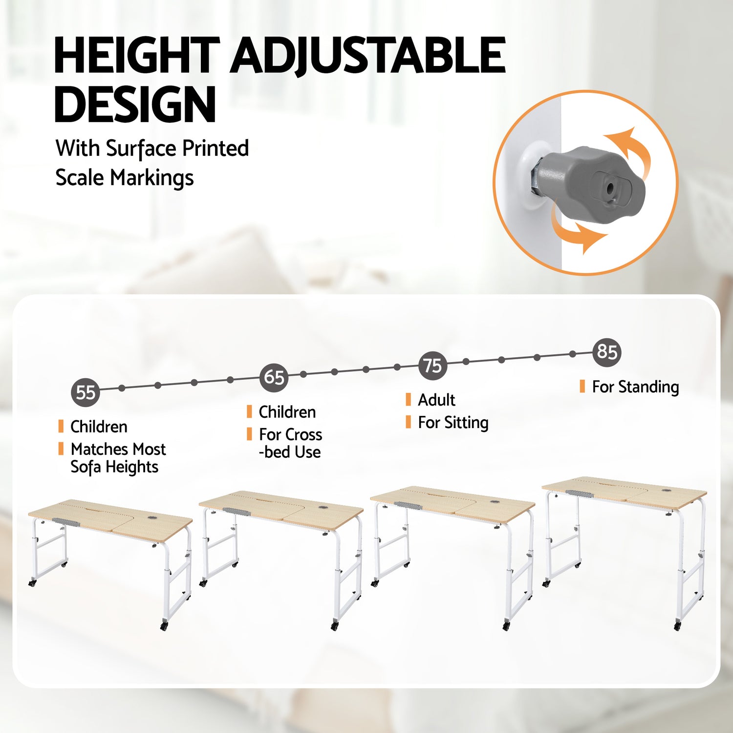 Artiss Mobile Laptop Desk Overbed Table Adjustable Computer Stand Bedside Cart-Electronics > Computers &amp; Tablets > Desktops &amp; Accessories-PEROZ Accessories