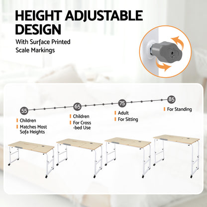 Artiss Mobile Laptop Desk Overbed Table Adjustable Computer Stand Bedside Cart-Electronics > Computers &amp; Tablets > Desktops &amp; Accessories-PEROZ Accessories