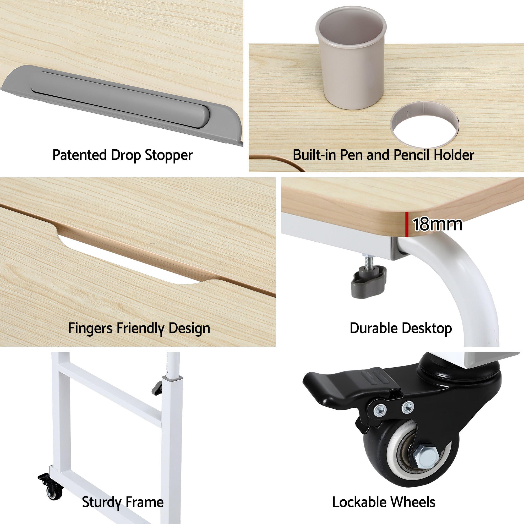 Artiss Mobile Laptop Desk Overbed Table Adjustable Computer Stand Bedside Cart-Electronics > Computers &amp; Tablets > Desktops &amp; Accessories-PEROZ Accessories