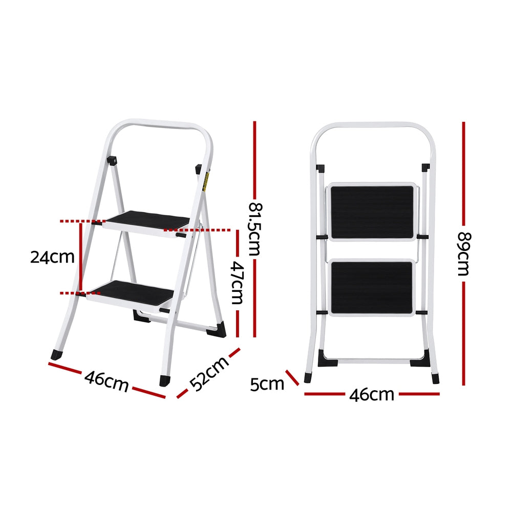 Giantz 2 Step Ladder Multi-Purpose Folding Steel Light Weight Platform-Tools &gt; Industrial Tools &gt; Ladders &amp; Scaffolding-PEROZ Accessories