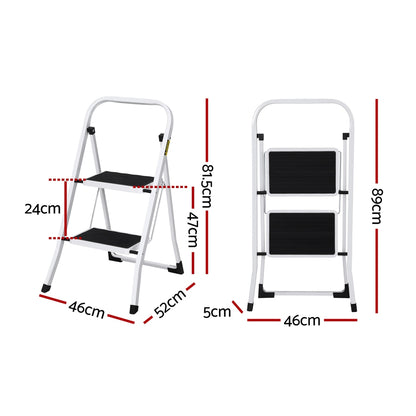 Giantz 2 Step Ladder Multi-Purpose Folding Steel Light Weight Platform-Tools &gt; Industrial Tools &gt; Ladders &amp; Scaffolding-PEROZ Accessories