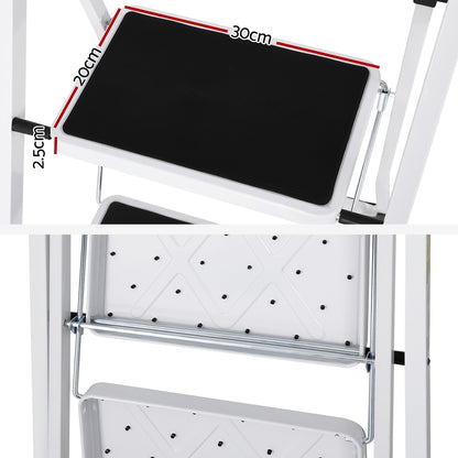 Giantz 2 Step Ladder Multi-Purpose Folding Steel Light Weight Platform-Tools &gt; Industrial Tools &gt; Ladders &amp; Scaffolding-PEROZ Accessories