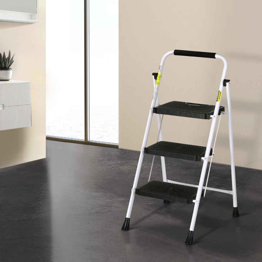 Giantz 3 Step Ladder Multi-Purpose Folding Steel Light Weight Platform-Furniture &gt; Bedroom &gt; Beds &amp; Bed Frames-PEROZ Accessories