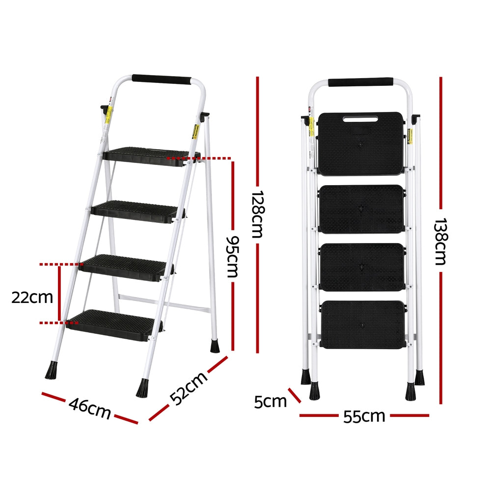 Giantz 4 Step Ladder Multi-Purpose Folding Steel Light Weight Platform-Tools &gt; Industrial Tools &gt; Ladders &amp; Scaffolding-PEROZ Accessories