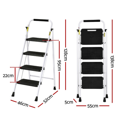 Giantz 4 Step Ladder Multi-Purpose Folding Steel Light Weight Platform-Tools &gt; Industrial Tools &gt; Ladders &amp; Scaffolding-PEROZ Accessories