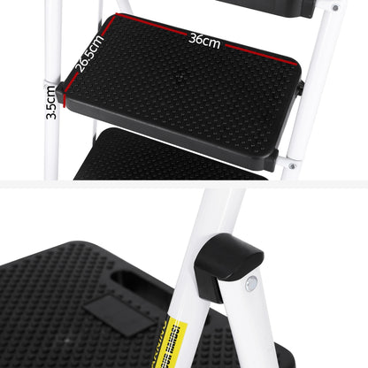 Giantz 4 Step Ladder Multi-Purpose Folding Steel Light Weight Platform-Tools &gt; Industrial Tools &gt; Ladders &amp; Scaffolding-PEROZ Accessories