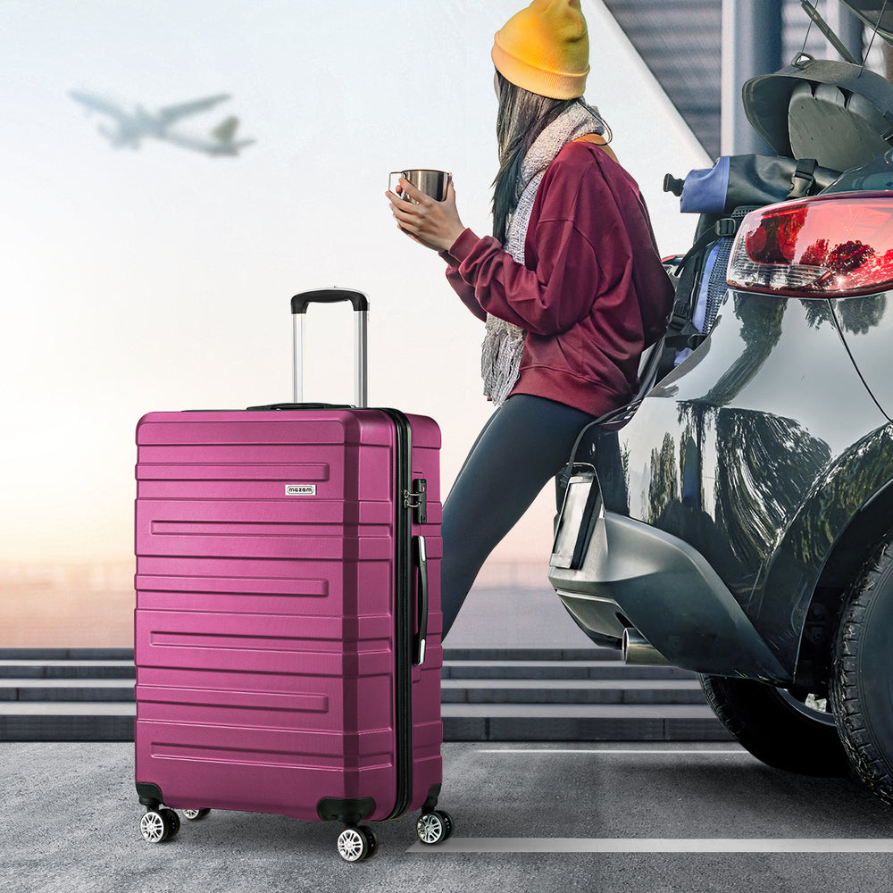 Mazam 28&quot; Luggage Suitcase Trolley Set TSA Lock Hard Case Magenta-Luggage Sets-PEROZ Accessories