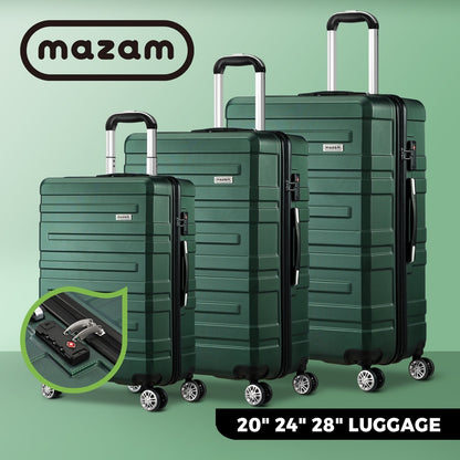 Mazam 3PCS Luggage Suitcase Trolley Set Travel TSA Lock Storage Hard Case Green-Luggage-PEROZ Accessories