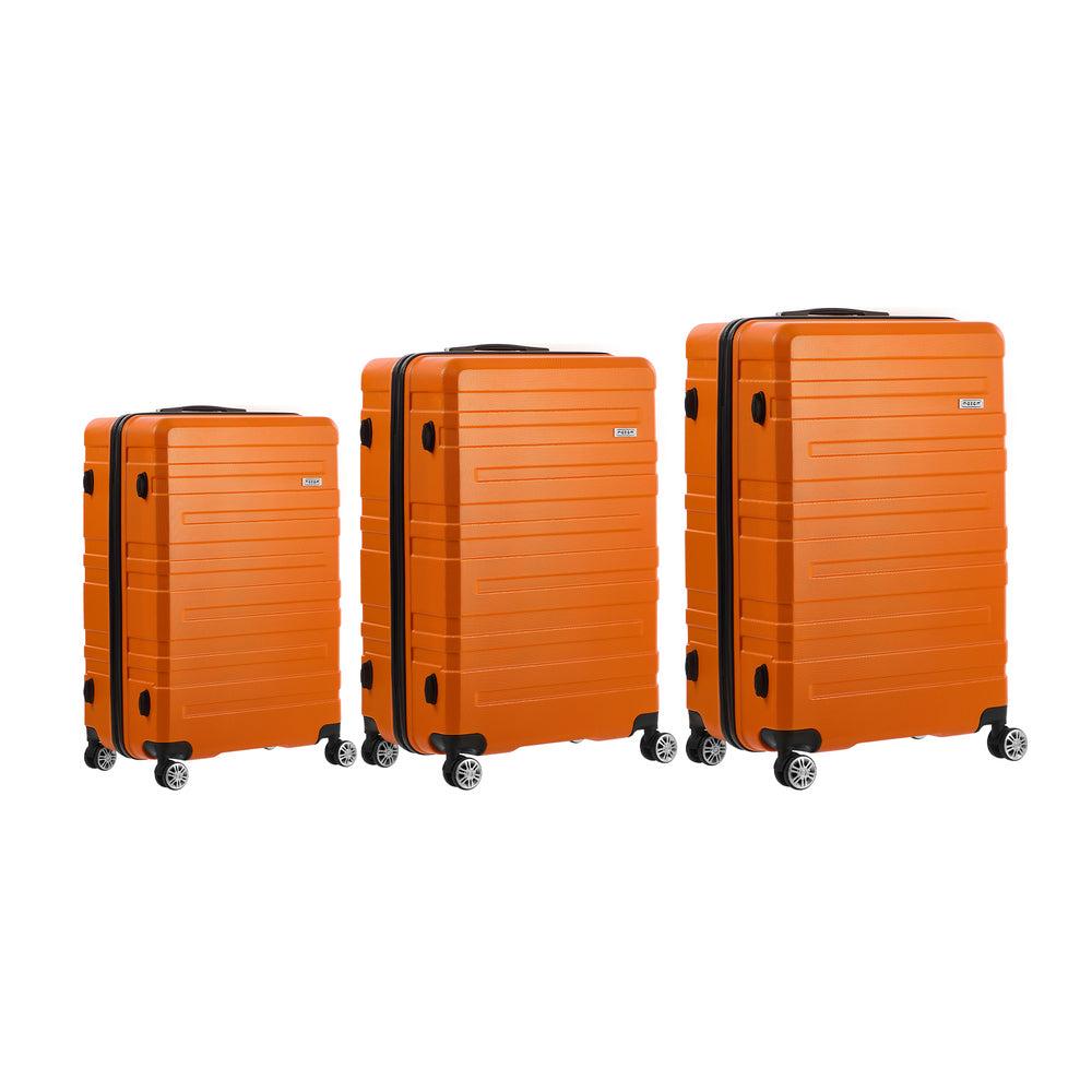 Mazam 3PCS Luggage Suitcase Trolley Set TSA Lock Hard Case Orange-Luggage Sets-PEROZ Accessories