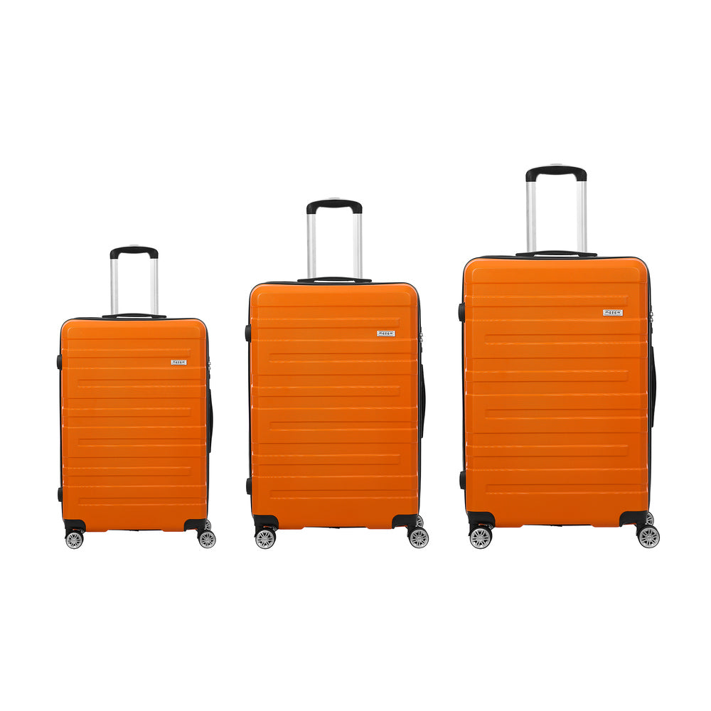 Mazam 3PCS Luggage Suitcase Trolley Set TSA Lock Hard Case Orange-Luggage Sets-PEROZ Accessories