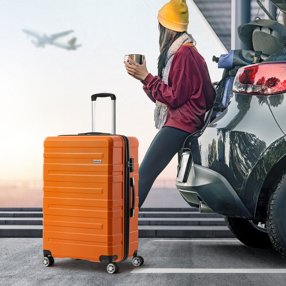 Mazam 3PCS Luggage Suitcase Trolley Set TSA Lock Hard Case Orange-Luggage Sets-PEROZ Accessories