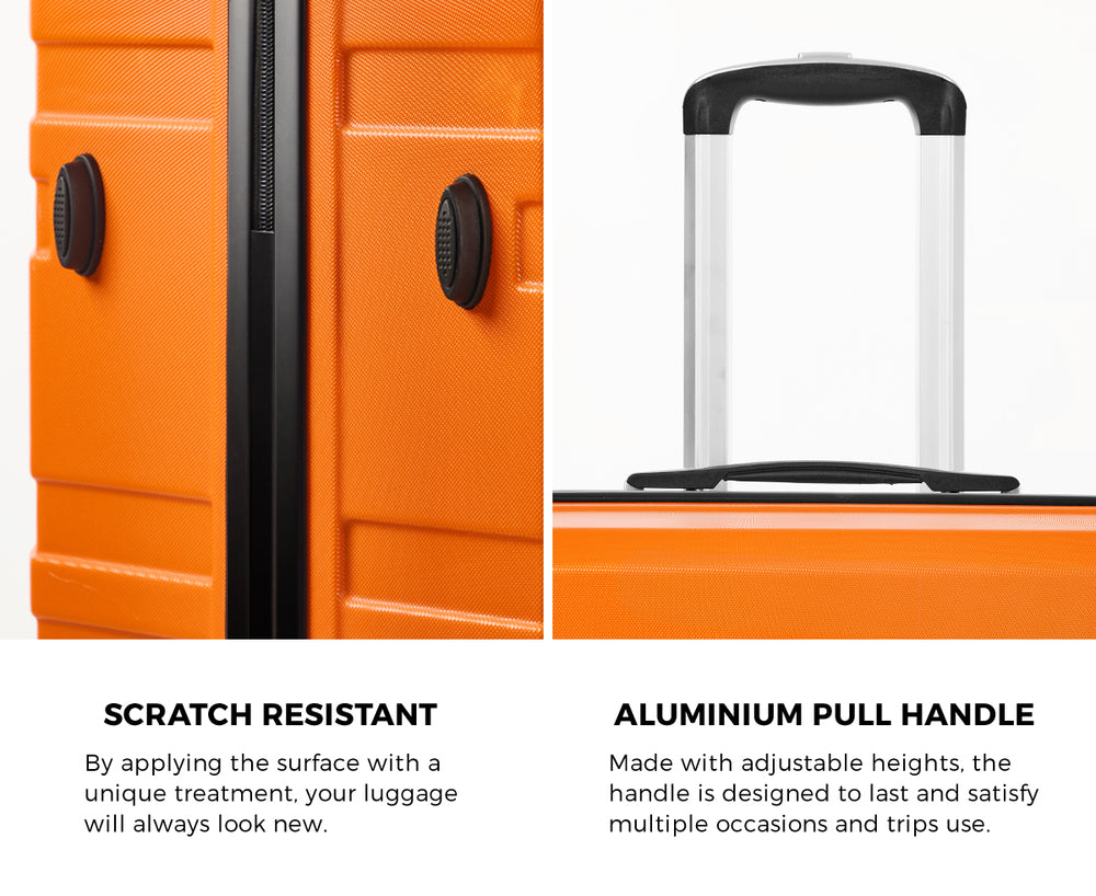 Mazam 3PCS Luggage Suitcase Trolley Set TSA Lock Hard Case Orange-Luggage Sets-PEROZ Accessories