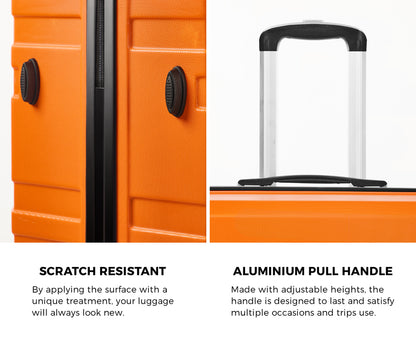 Mazam 3PCS Luggage Suitcase Trolley Set TSA Lock Hard Case Orange-Luggage Sets-PEROZ Accessories