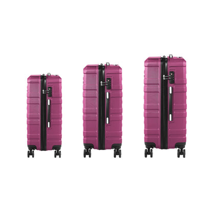 Mazam 3pcs Luggage Suitcase Trolley Set TSA Lock Hard Case Magenta-Luggage Sets-PEROZ Accessories