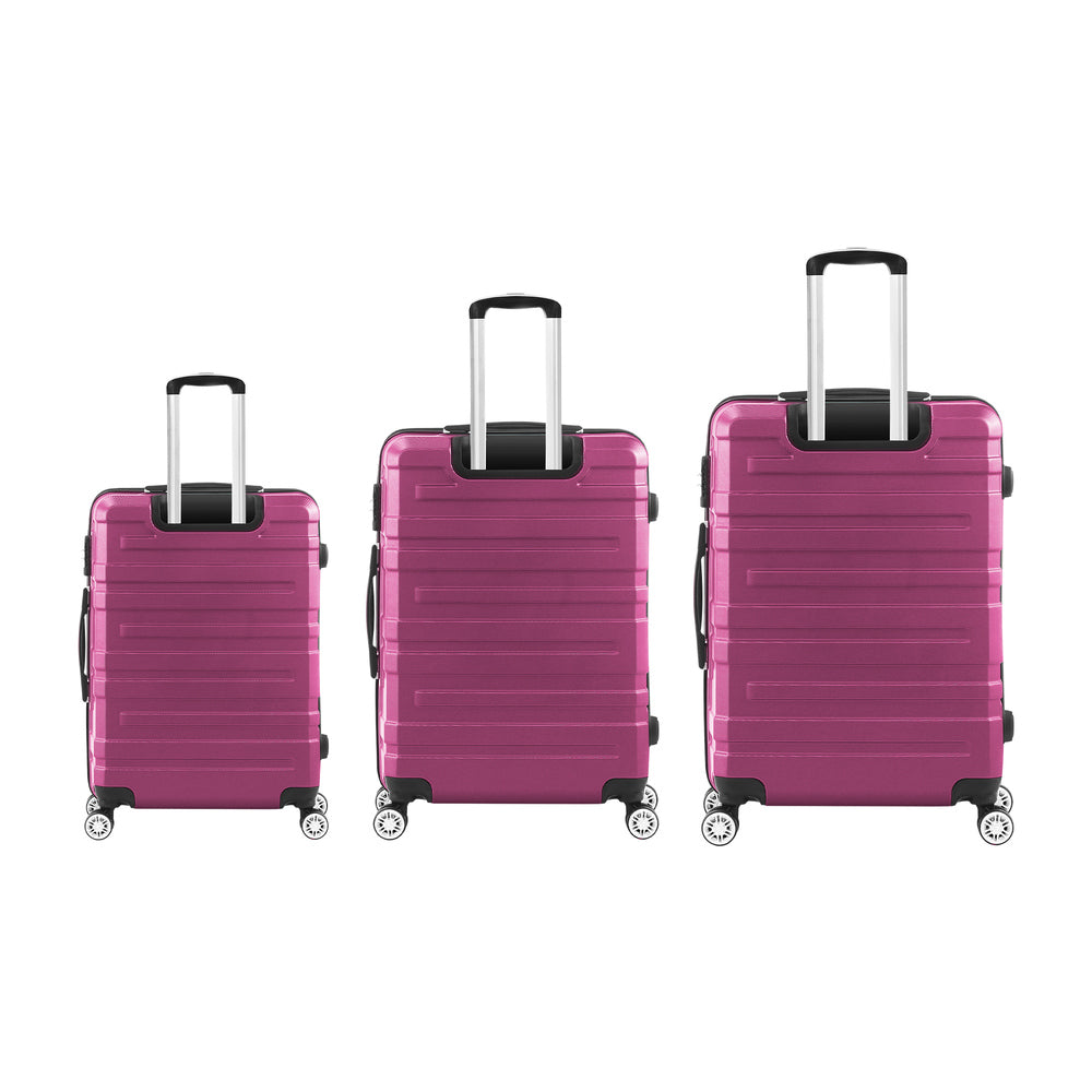 Mazam 3pcs Luggage Suitcase Trolley Set TSA Lock Hard Case Magenta-Luggage Sets-PEROZ Accessories