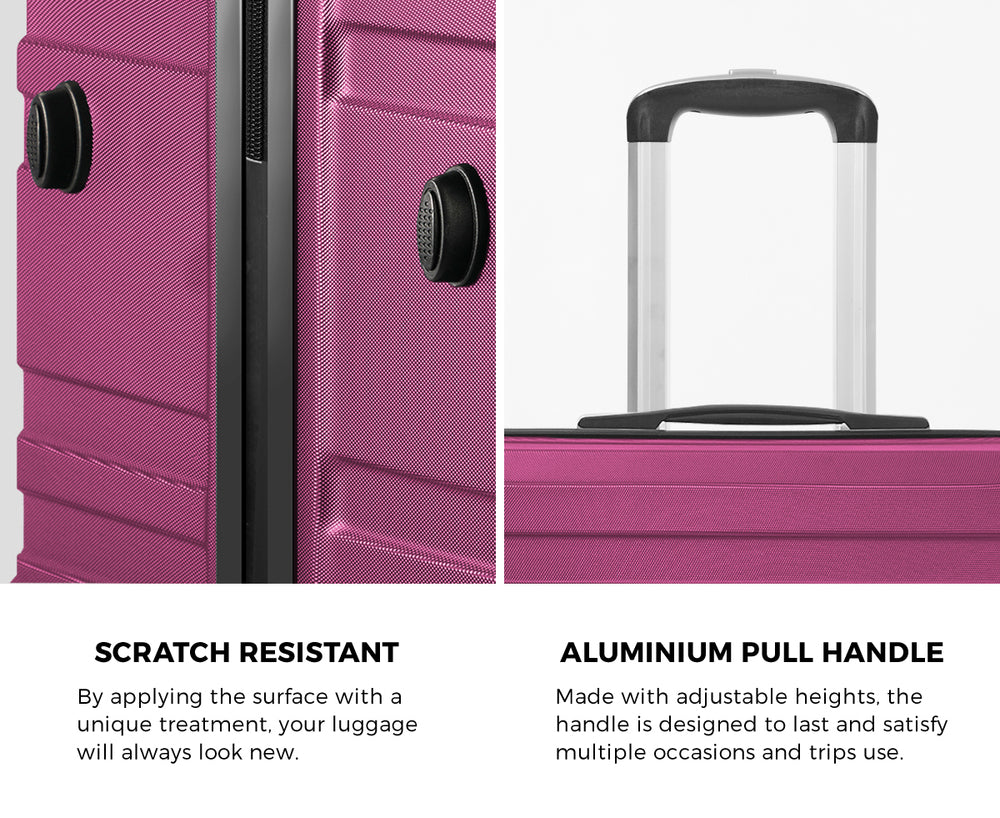 Mazam 3pcs Luggage Suitcase Trolley Set TSA Lock Hard Case Magenta-Luggage Sets-PEROZ Accessories