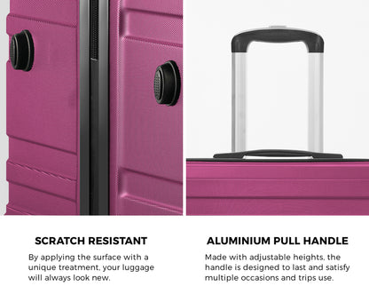 Mazam 3pcs Luggage Suitcase Trolley Set TSA Lock Hard Case Magenta-Luggage Sets-PEROZ Accessories