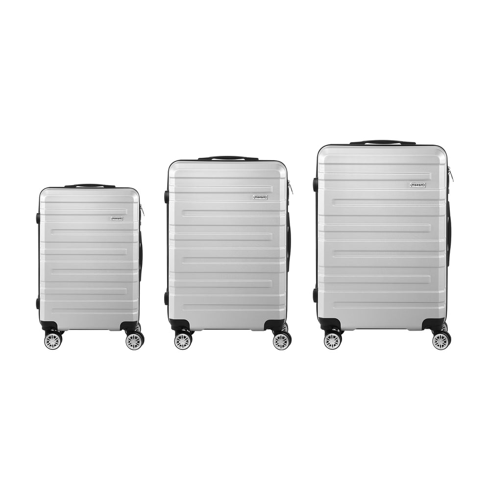 Mazam 3PCS Luggage Suitcase Trolley Set Travel TSA Lock Storage Hard Case Silver-Luggage-PEROZ Accessories