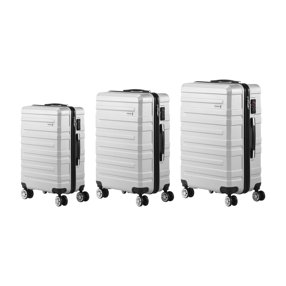 Mazam 3PCS Luggage Suitcase Trolley Set Travel TSA Lock Storage Hard Case Silver-Luggage-PEROZ Accessories