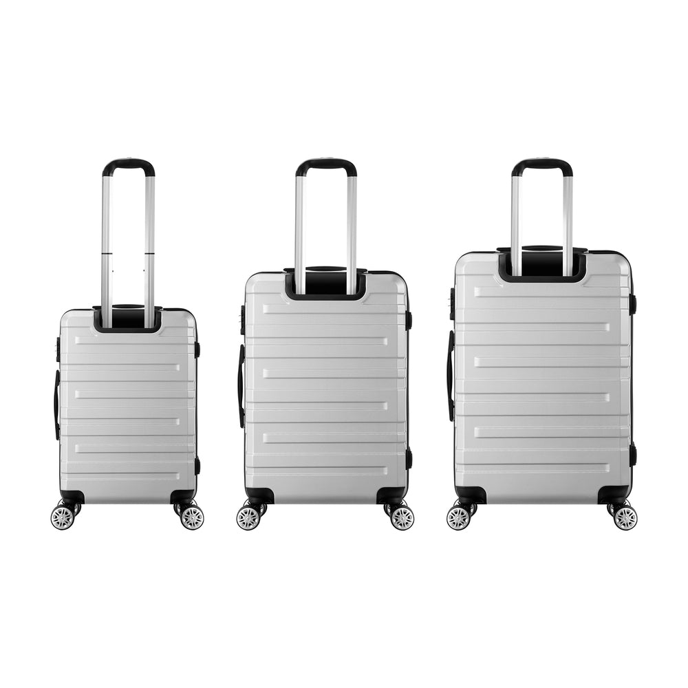 Mazam 3PCS Luggage Suitcase Trolley Set Travel TSA Lock Storage Hard Case Silver-Luggage-PEROZ Accessories
