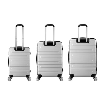 Mazam 3PCS Luggage Suitcase Trolley Set Travel TSA Lock Storage Hard Case Silver-Luggage-PEROZ Accessories