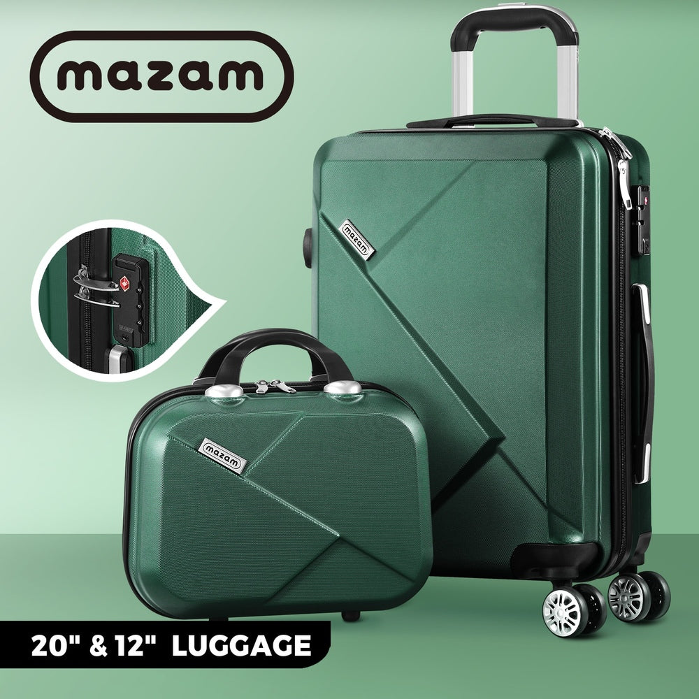 Mazam 2PCS Luggage Suitcase Trolley Set Travel TSA Lock Storage Hard Case Green-Luggage-PEROZ Accessories
