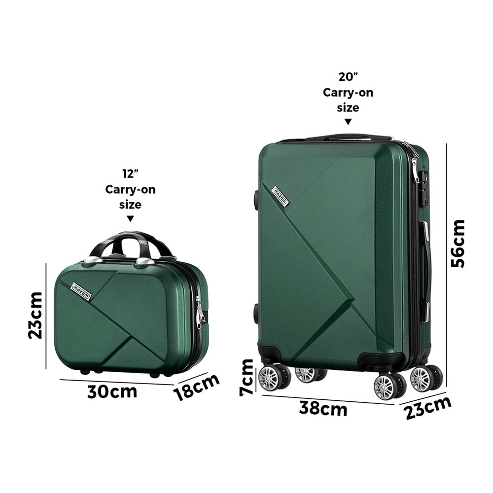 Mazam 2PCS Luggage Suitcase Trolley Set Travel TSA Lock Storage Hard Case Green-Luggage-PEROZ Accessories