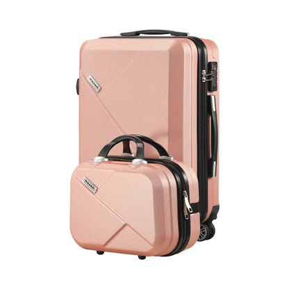 Mazam 2PCS Luggage Suitcase Trolley Set Travel TSA Lock Storage Hard Case Pink-Luggage-PEROZ Accessories