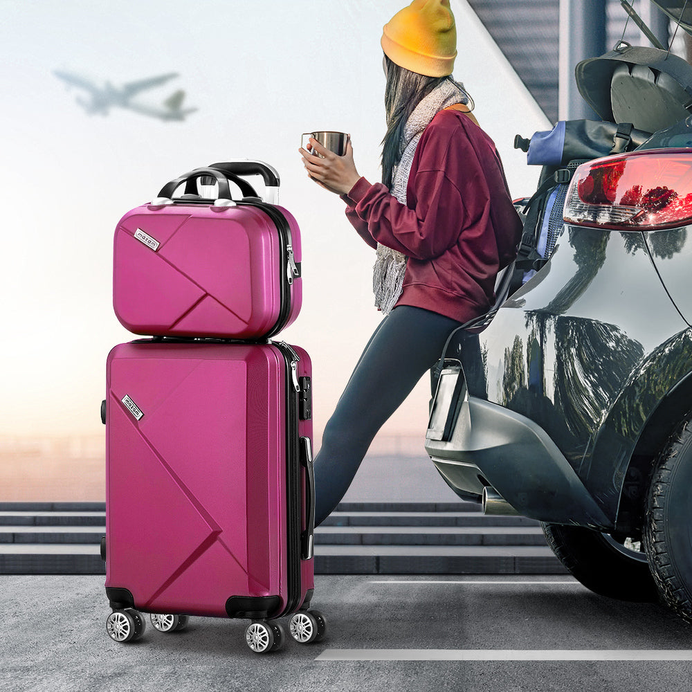 Mazam 28&quot; Luggage Suitcase Trolley Set Travel TSA Lock Red-Luggage Sets-PEROZ Accessories