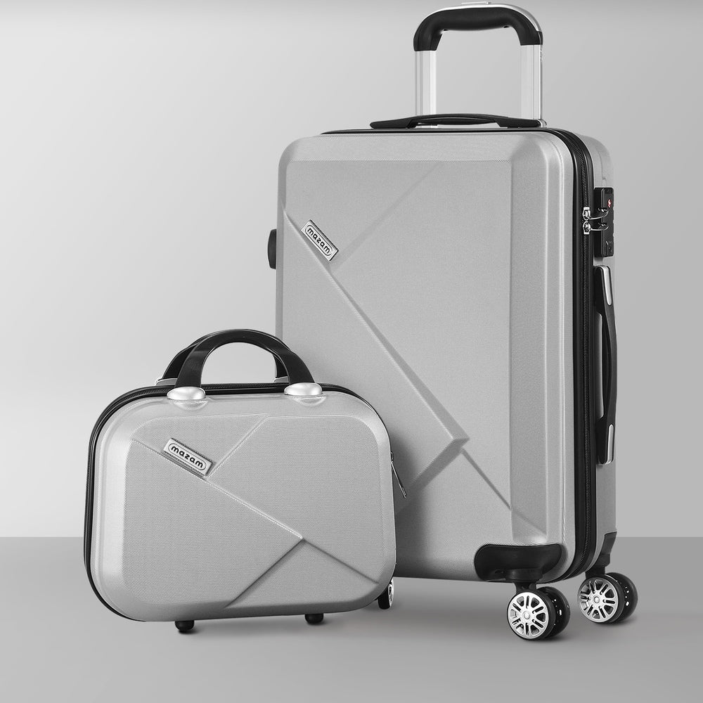 Mazam 2PCS Luggage Set TSA Lock Hard Case Silver-Luggage Sets-PEROZ Accessories