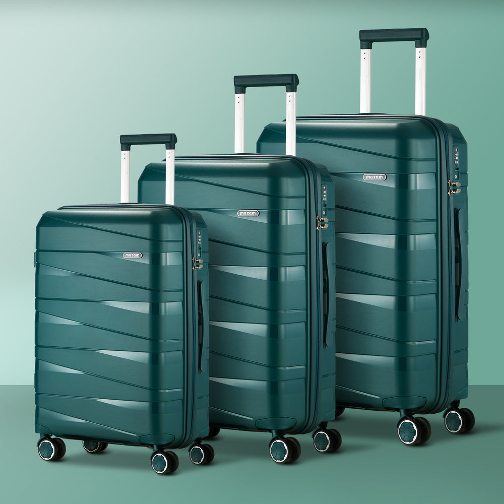 Mazam 3PCS Luggage Set Travel TSA Lock PP Case Green-Luggage Sets-PEROZ Accessories