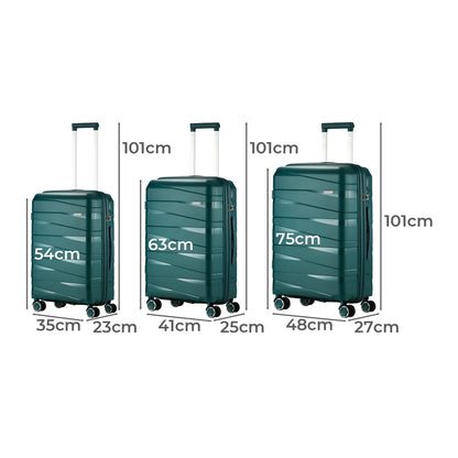 Mazam 3PCS Luggage Set Travel TSA Lock PP Case Green-Luggage Sets-PEROZ Accessories