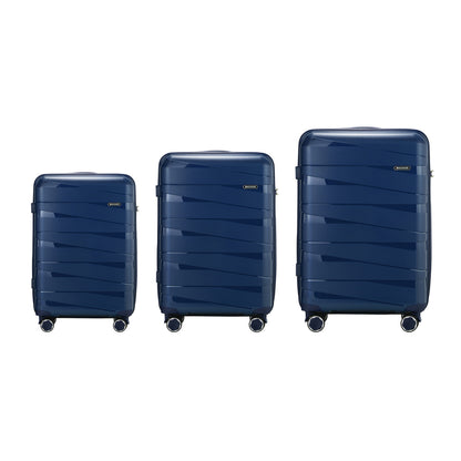 Mazam 3PCS Luggage Set Travel TSA Lock PP Case Navy-Luggage Sets-PEROZ Accessories