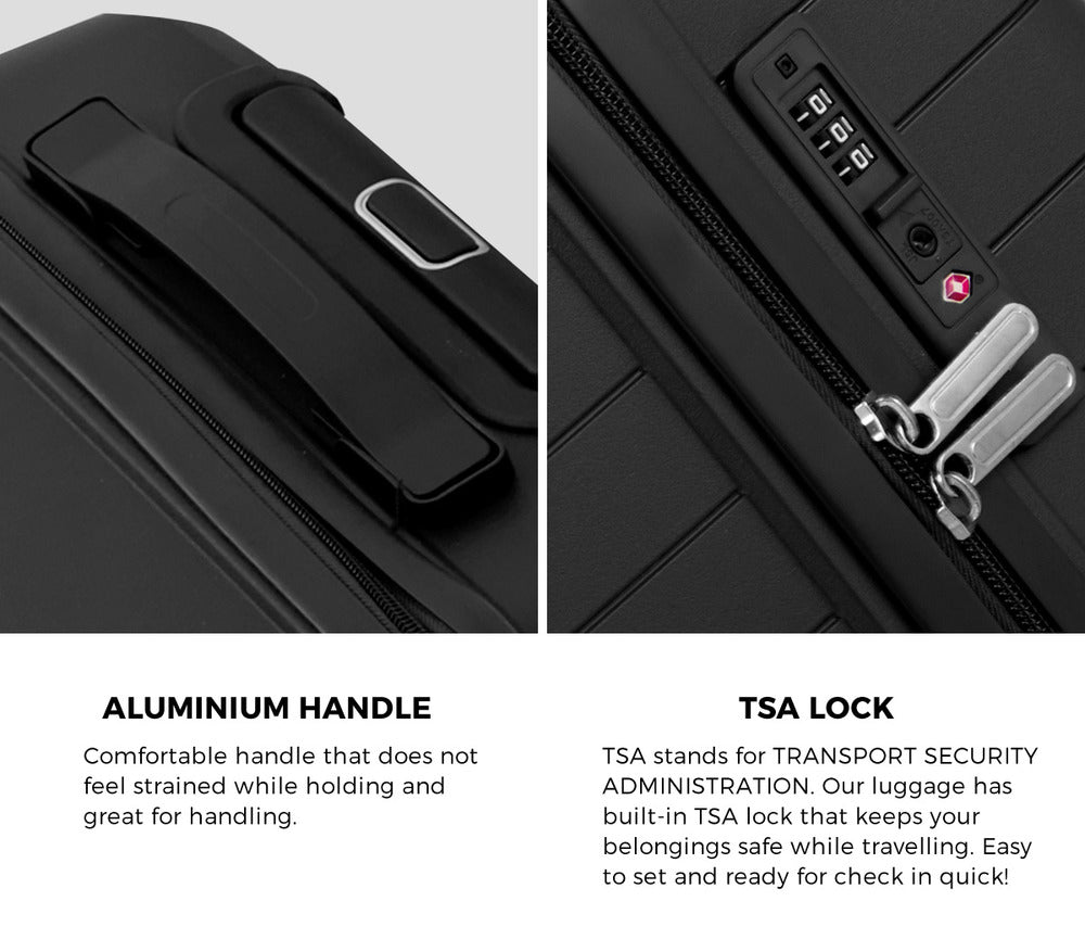 Mazam 3PCS Luggage Suitcase Set TSA Lock Black PP Case-Luggage Sets-PEROZ Accessories