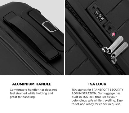 Mazam 3PCS Luggage Suitcase Set TSA Lock Black PP Case-Luggage Sets-PEROZ Accessories