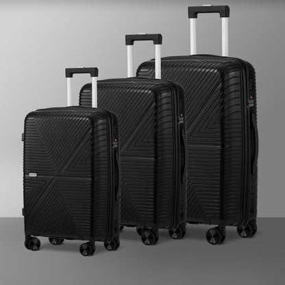 Mazam 3PCS Luggage Suitcase Set Black PP Case TSA Lock-Luggage Sets-PEROZ Accessories