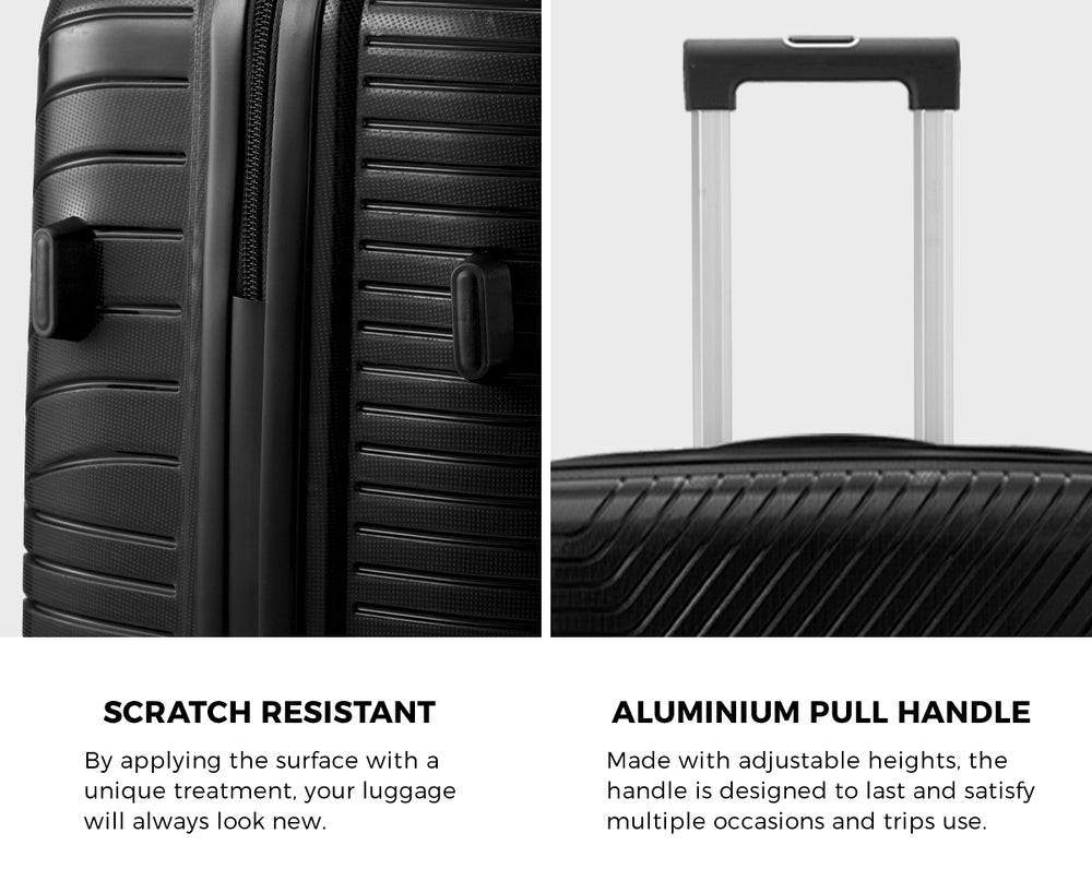 Mazam 3PCS Luggage Suitcase Set Black PP Case TSA Lock-Luggage Sets-PEROZ Accessories