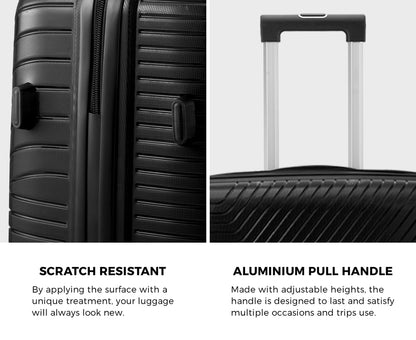 Mazam 3PCS Luggage Suitcase Set Black PP Case TSA Lock-Luggage Sets-PEROZ Accessories