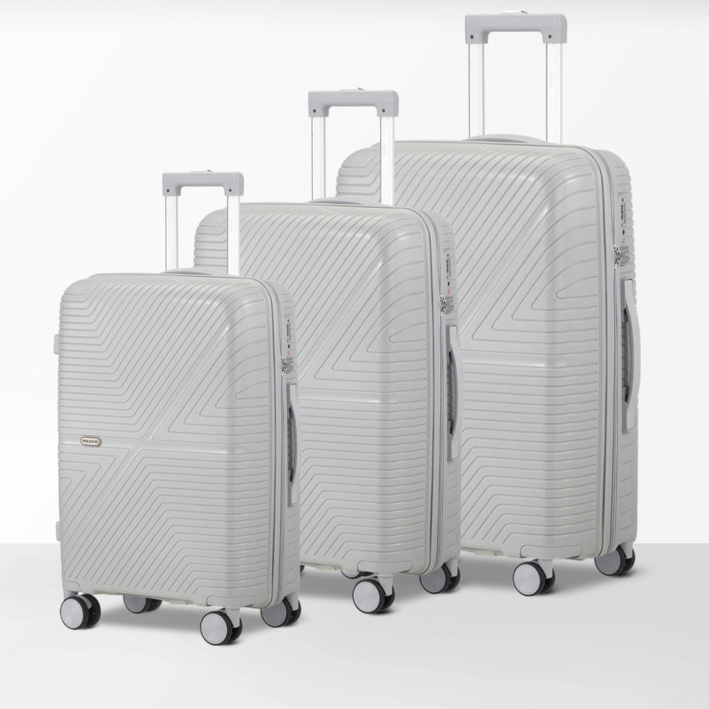 Mazam 3PCS Luggage Suitcase Set Grey PP Case TSA Lock-Luggage Sets-PEROZ Accessories