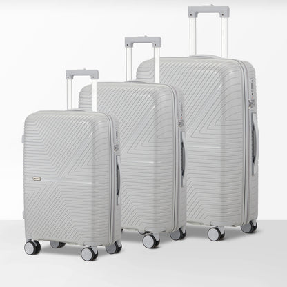 Mazam 3PCS Luggage Suitcase Set Grey PP Case TSA Lock-Luggage Sets-PEROZ Accessories