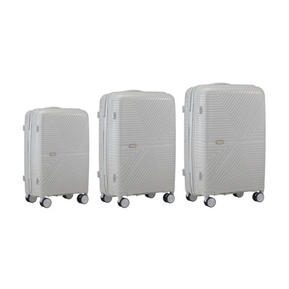 Mazam 3PCS Luggage Suitcase Set Grey PP Case TSA Lock-Luggage Sets-PEROZ Accessories